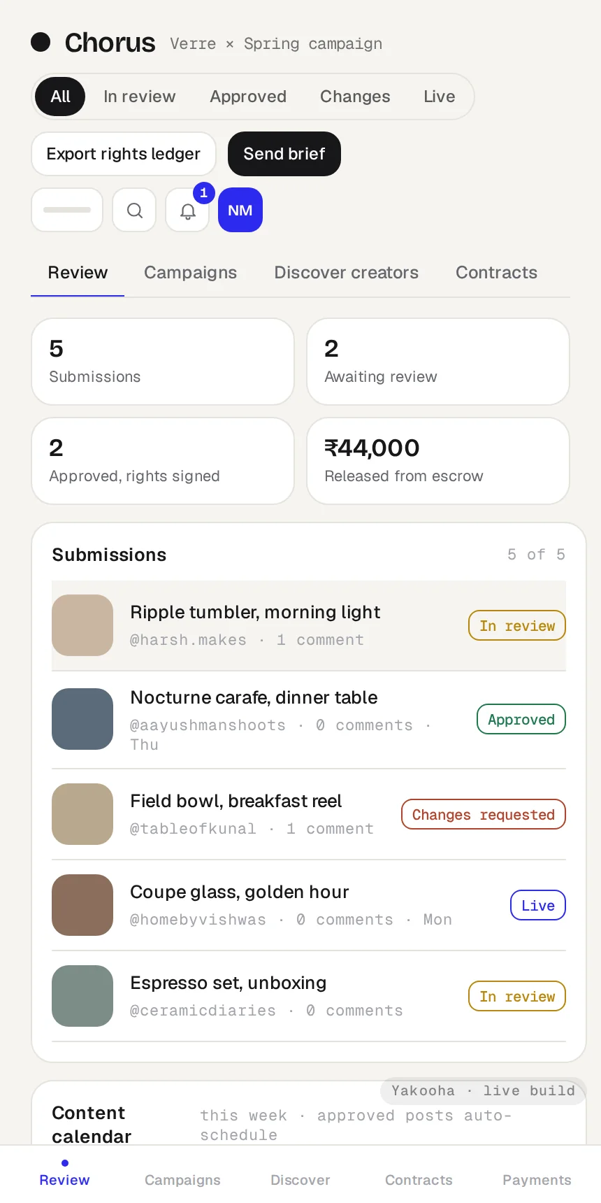 Chorus, phone layout