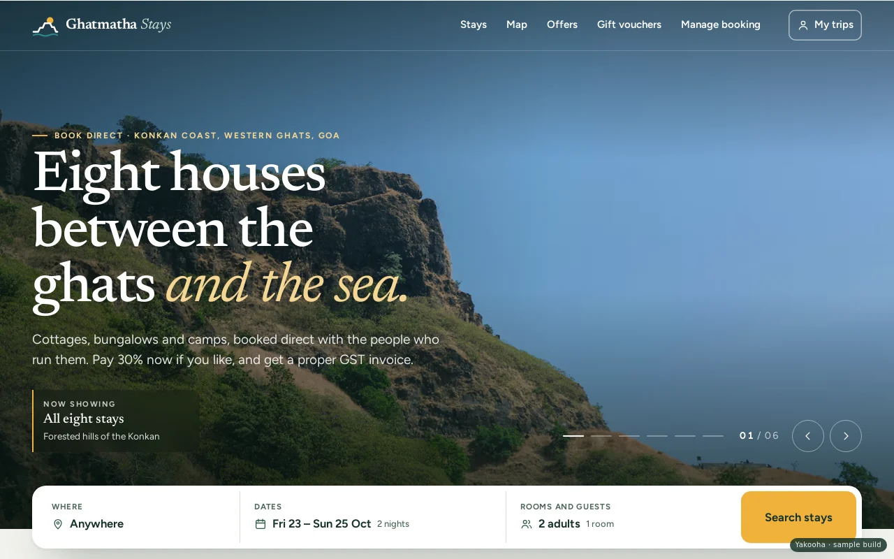Screenshot of Ghatmatha Stays on a desktop