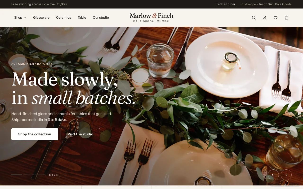 Screenshot of Marlow & Finch on a desktop