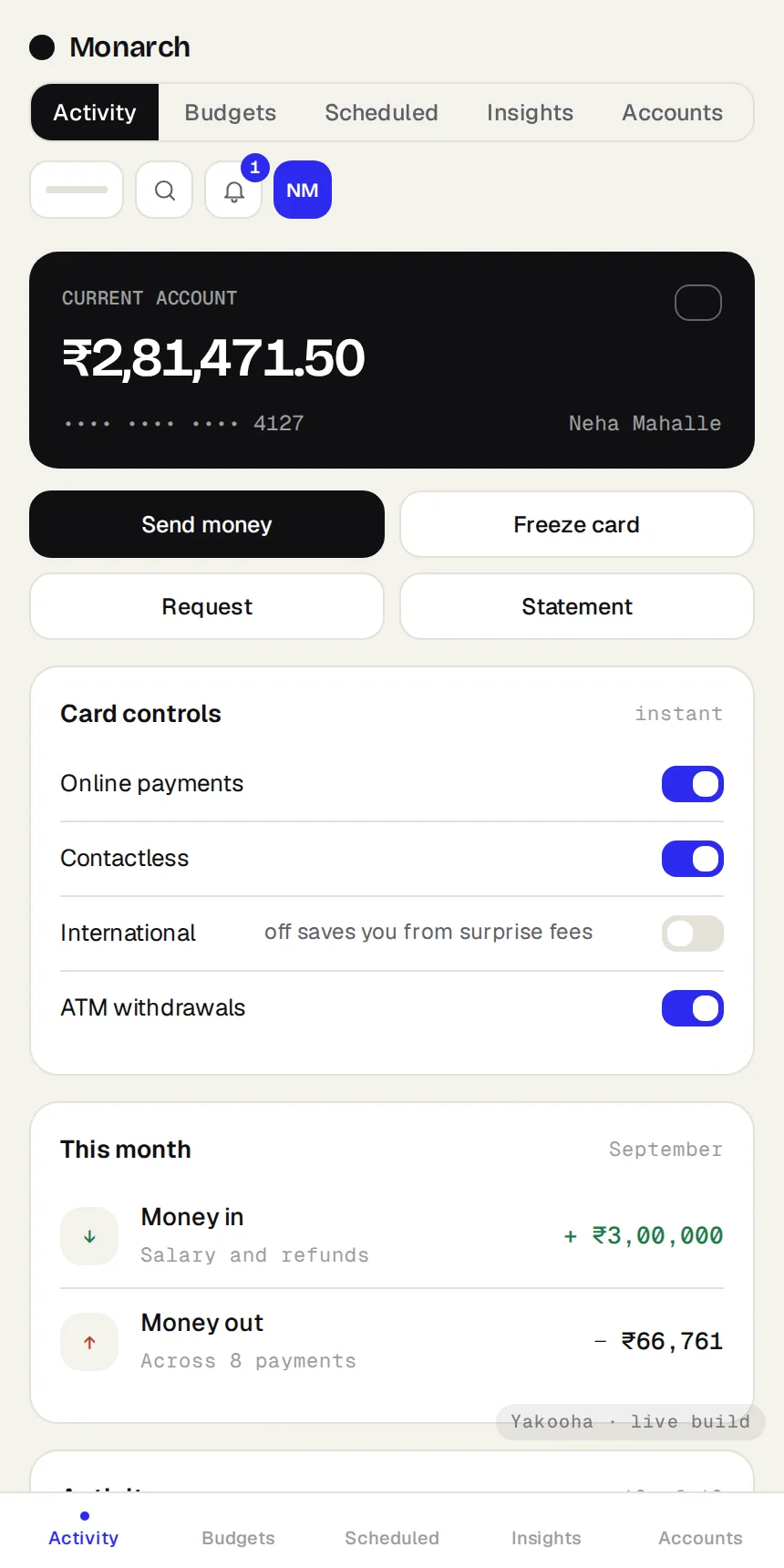 Monarch, phone layout