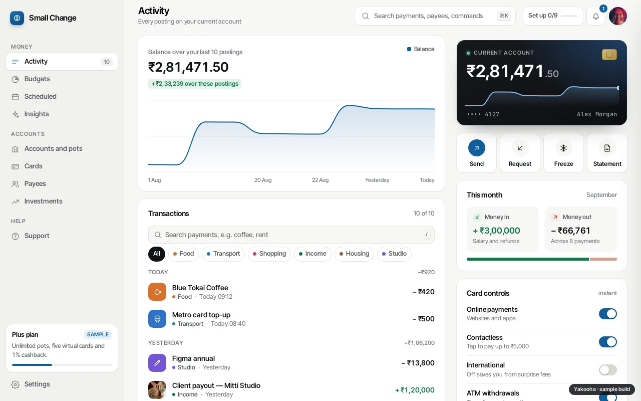 Screenshot of Small Change on a desktop