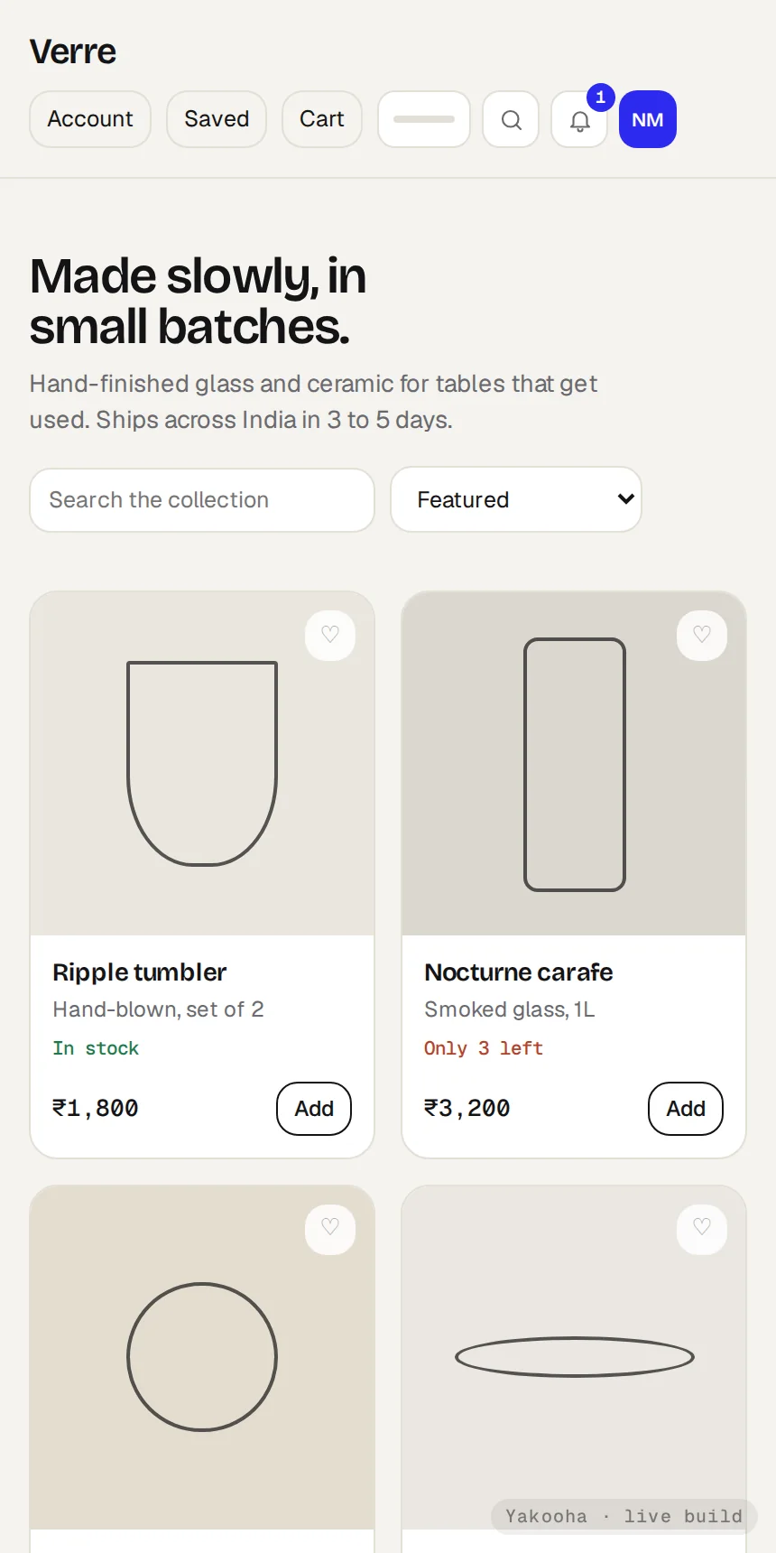 Verre, phone layout